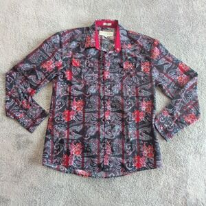 Franky Max Paisley Stripe Pearl Snap Western Cowboy Mens Size Medium